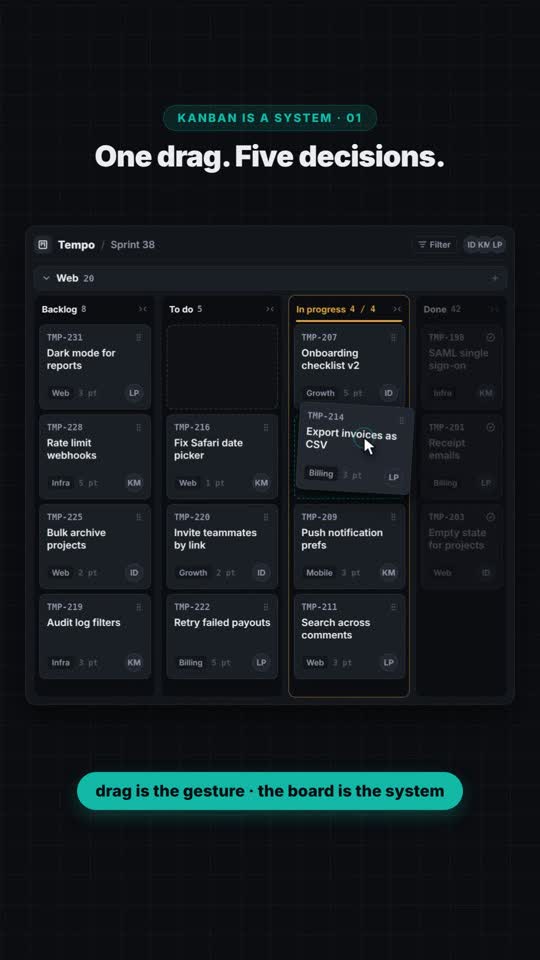 One drag. Five decisions nobody notices. Same defaults for your app: ...